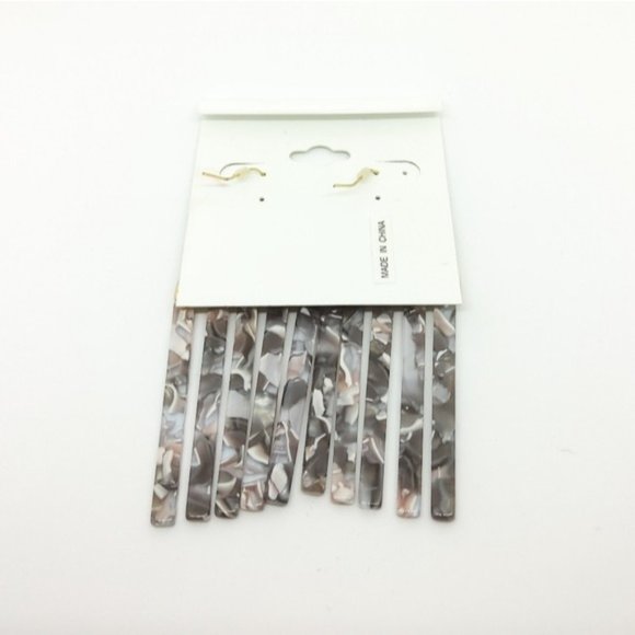 Joan Vass Acrylic Resin Dangle Earrings Gray - Picture 3 of 3